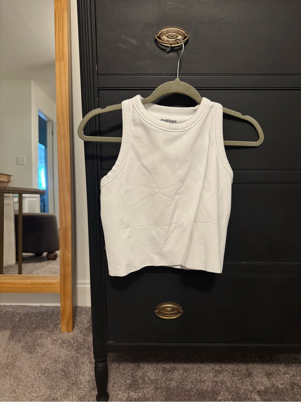 Halfdays White High-Neck Crop Tank